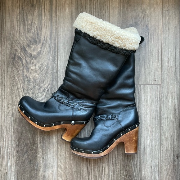 UGG Shoes - Ugg Savanna Black Knee-High Clog Boots | 7